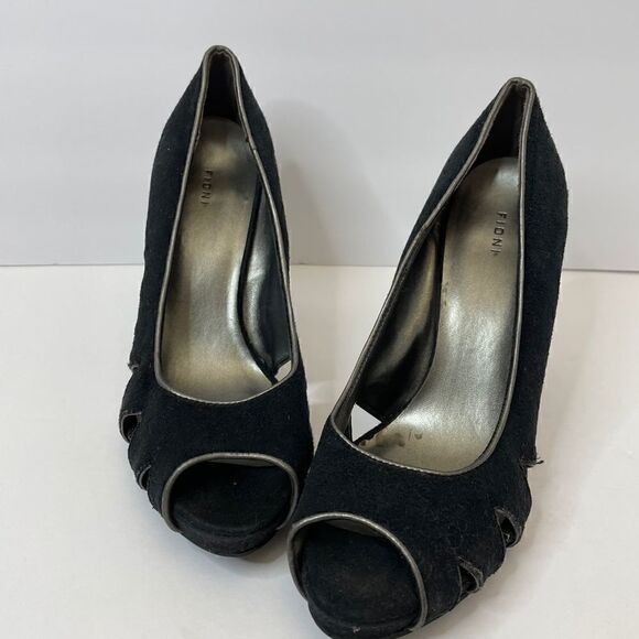 Fioni | Black| Suede| Peep Toe| Heel| 7 1/2 woman’s - Picture 8 of 12
